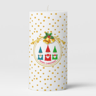 Christmas Gnomes and Golden Confetti Pillar Candle