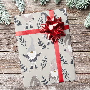 Christmas Gnomes and Greenery Wrapping Paper