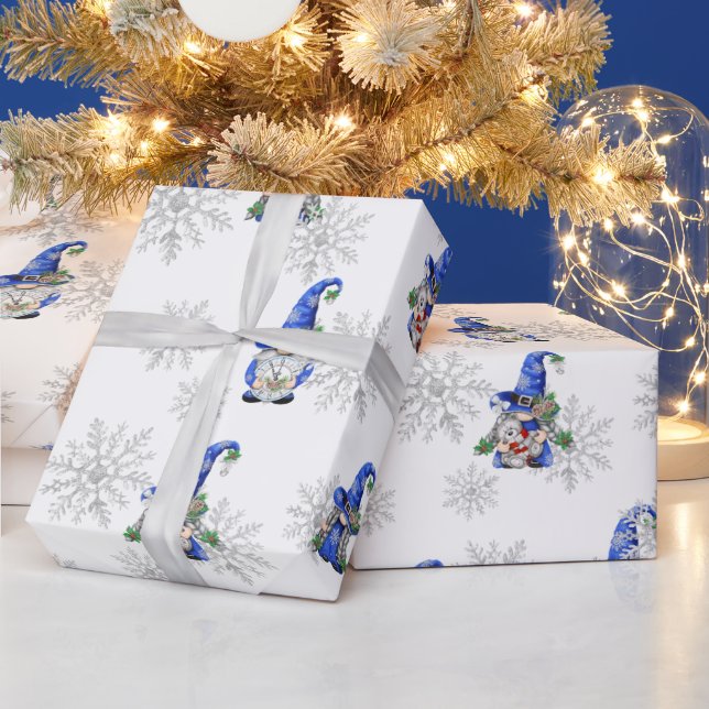 Christmas Gnomes and Snowflakes Wrapping Paper (Holidays)