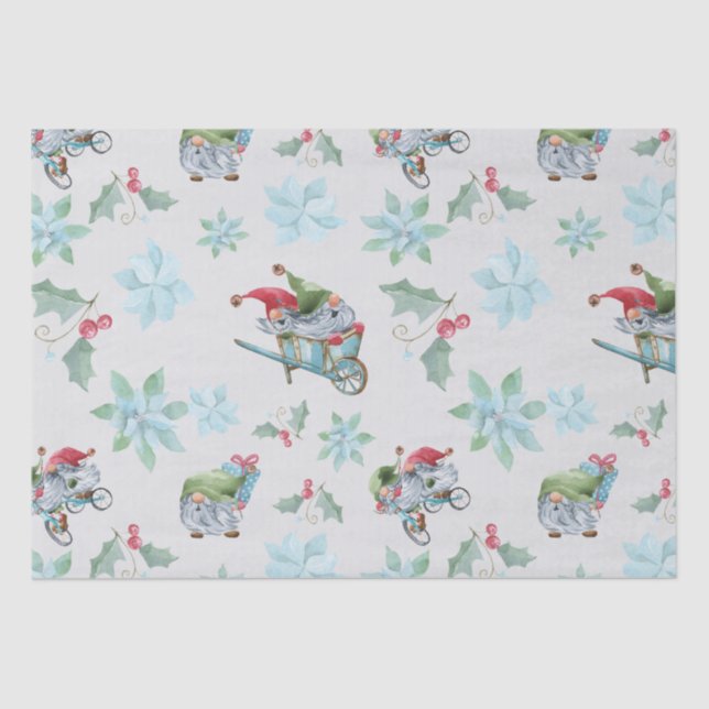 Christmas Gnomes At Play Tissue Paper (Front)