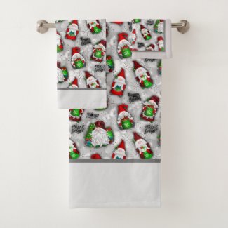 Christmas Gnomes Bath Towel Set