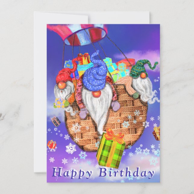 Christmas Gnomes Birthday Card (Front)