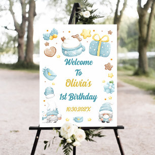 Christmas Gnomes Birthday Party Welcome Sign