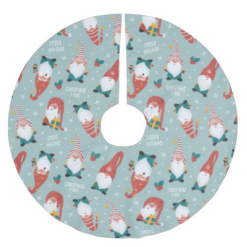 Christmas Gnomes  Brushed Polyester Tree Skirt