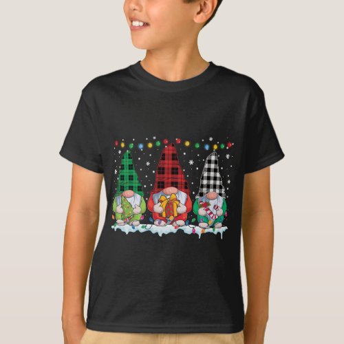 Christmas Gnomes Buffalo Plaid Red White Green Xma T_Shirt