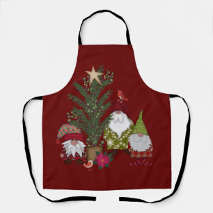 Christmas Gnomes by Pine Tree Holiday Apron