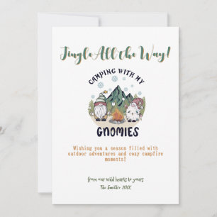Christmas Gnomes Camp Mountains Outdoor Adventure Holiday Card
