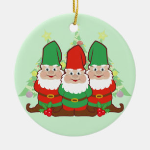 Christmas Gnomes Ceramic Ornament