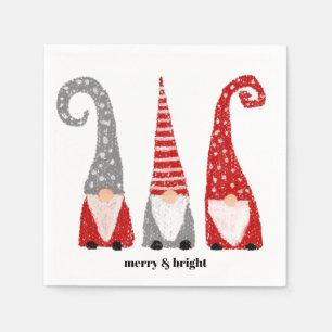 Christmas Gnomes Christmas Red Gray White Custom Napkins