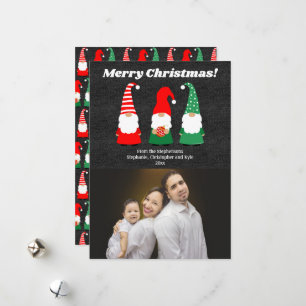 Christmas Gnomes Cute Holiday Photo Card