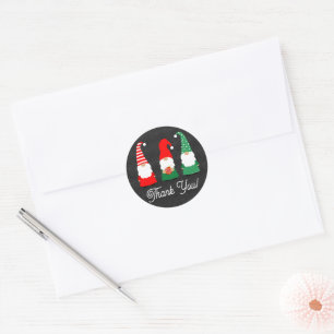 Christmas Gnomes Cute Holiday Thank You Classic Round Sticker