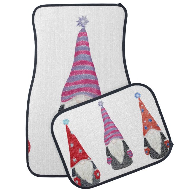 Christmas Gnomes: Cute Scandinavian Illustration Car Floor Mat (Set)
