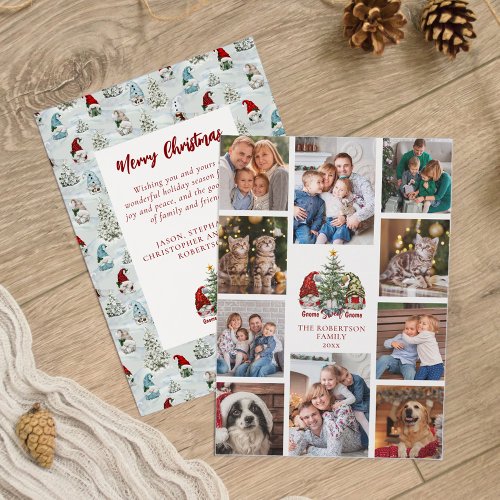 Christmas Gnomes Family 10 Photo Collage Holiday Card