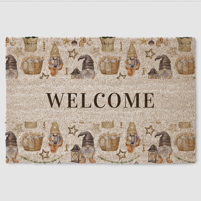 Christmas gnomes farmhouse home fiber doormat (Front)