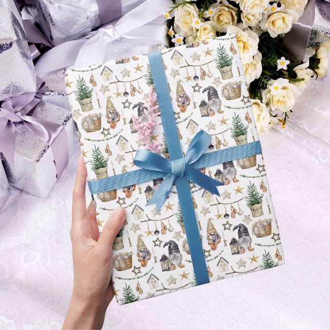 Christmas gnomes farmhouse home scandi wrapping paper (Creator Uploaded)