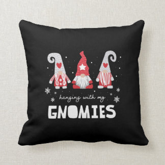 Christmas Gnomes Festive Plaid Nordic Throw Pillow