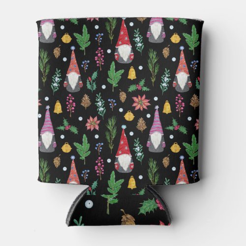 Christmas Gnomes Festive Seamless Pattern Can Cooler