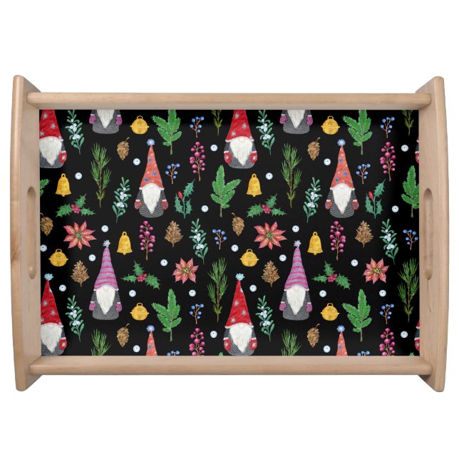 Christmas Gnomes: Festive Seamless Pattern Serving Tray (Front)