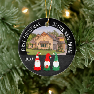 Christmas Gnomes First Christmas in Our New Home Ceramic Ornament
