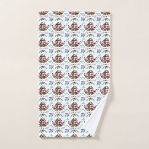 Christmas Gnomes Floral Pattern Bath Towel Set Zazzle