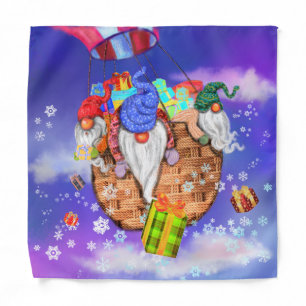 Christmas Gnomes Flying A Balloon and Gives Gifts  Bandana