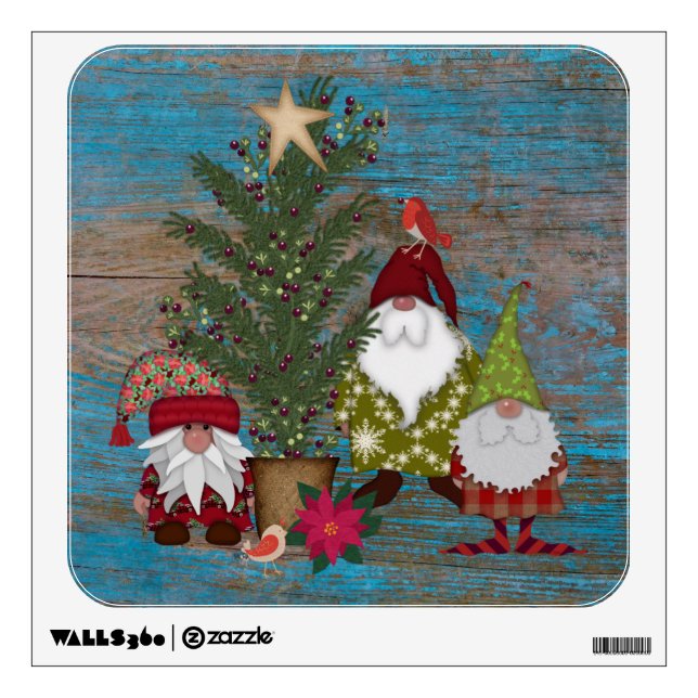 Christmas Gnomes | Folk Art Style Wall Decal (Front)