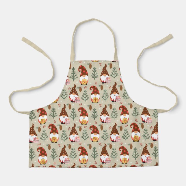 Christmas Gnomes Gift Pattern Apron (Front)