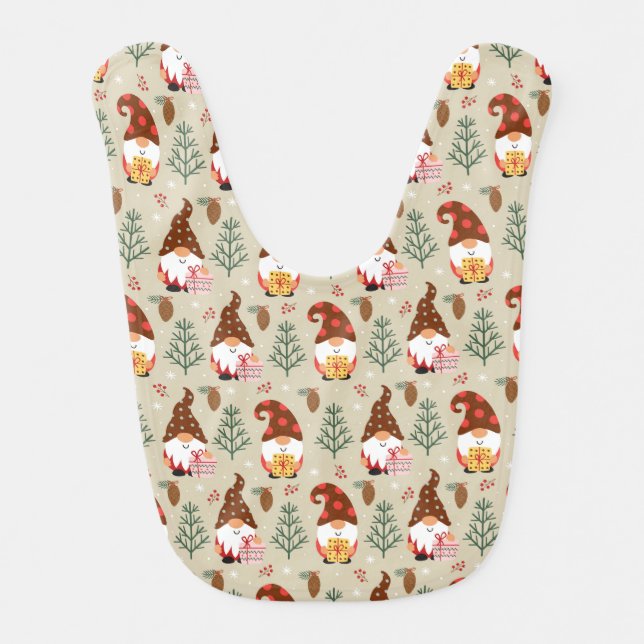 Christmas Gnomes Gift Pattern Baby Bib (Front)