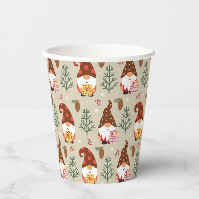 Christmas Gnomes Gift Pattern Paper Cups (Front)