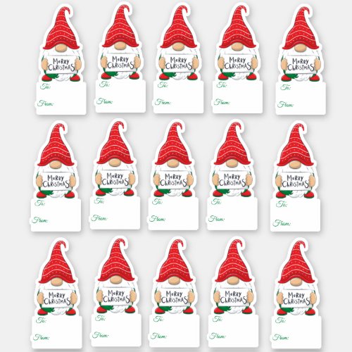 Christmas gnomes gift tag sticker