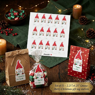 Christmas gnomes gift tag sticker