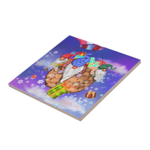 Christmas Gnomes Gives Gifts Ceramic Tile