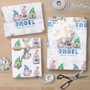 Christmas Gnomes GNOEL Greeting Personalized Wrapping Paper Sheets