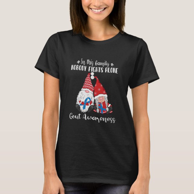 Christmas Gnomes Gout Awareness Funny T-Shirt (Front)