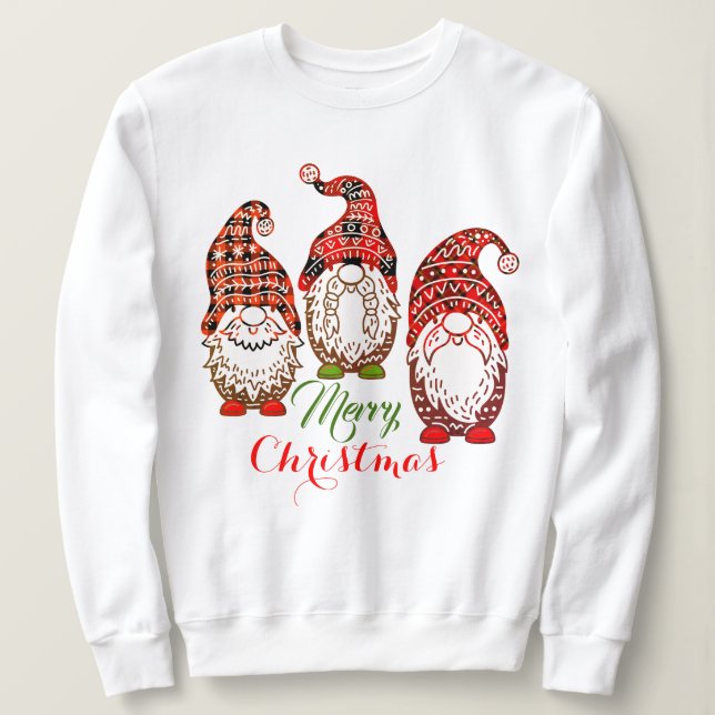 Christmas Gnomes Graphic,  Santa's Helper Print Sweatshirt (Design Front)