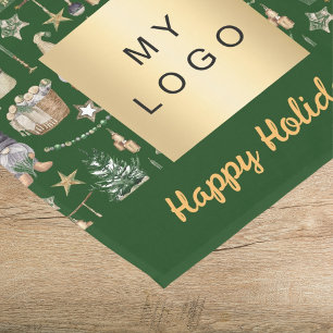 Christmas gnomes green farmhouse business logo short table runner