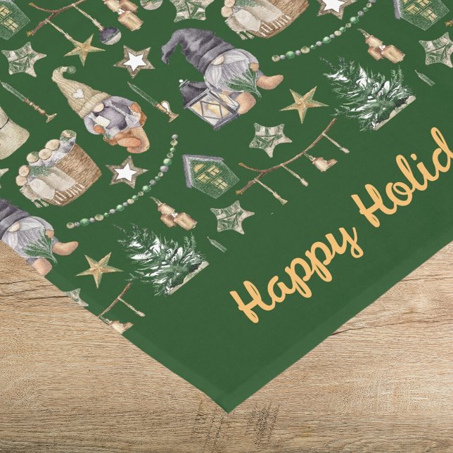 Christmas gnomes green nordic farmhouse style short table runner (Creator Uploaded)