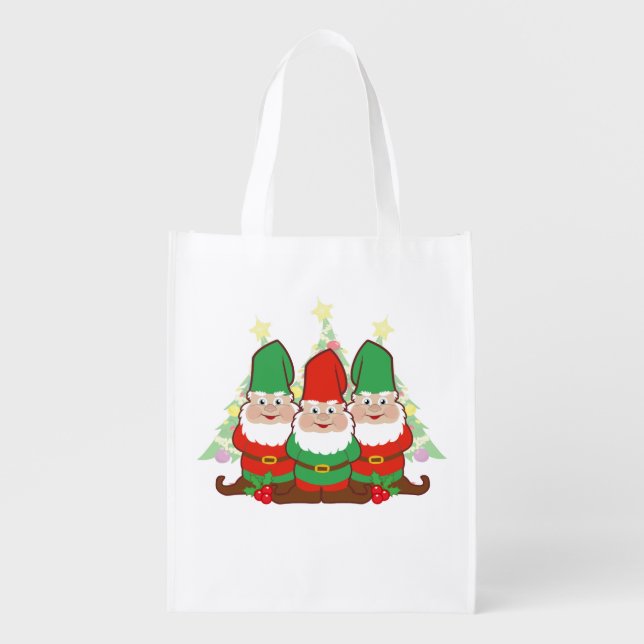 Christmas Gnomes Grocery Bag (Front)