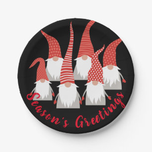 Christmas Gnomes Holiday Elves Cute Seasonal Xmas Paper Plates