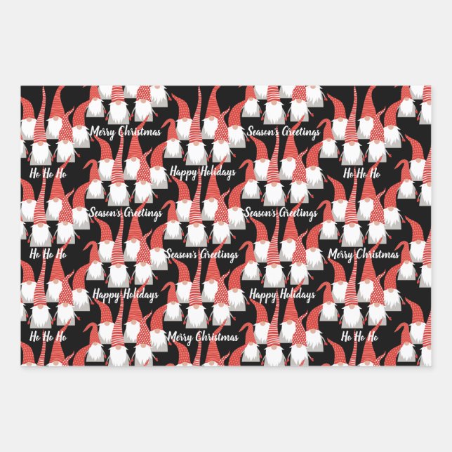 Christmas Gnomes Holiday Elves Cute Seasonal Xmas Wrapping Paper Sheets (Front)