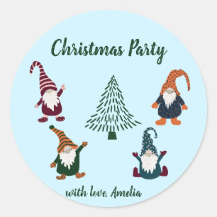 Christmas Gnomes Holiday Party Gift  Classic Round Sticker