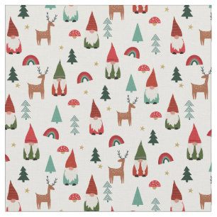 Christmas Gnomes holiday white Fabric