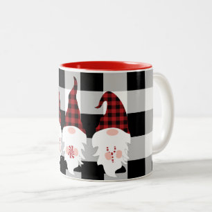 Christmas Gnomes Home Decor with Buffalo Check Two Two-Tone Coffee Mug