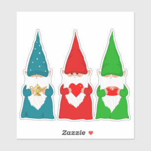 Christmas Gnomes in Blue Green & Red Sticker