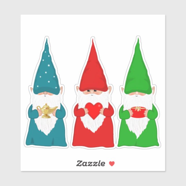 Christmas Gnomes in Blue Green & Red Sticker (Sheet)