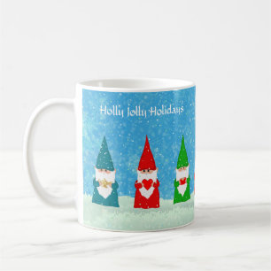 Christmas Gnomes in Colorful Dresses & Snow Coffee Mug