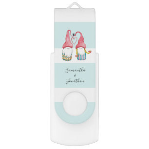 Christmas Gnomes In Love Personalized Flash Drive