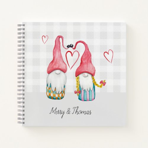 Christmas Gnomes In Love Watercolor Hand_painted M Notebook