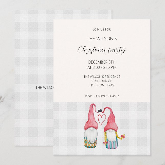 Christmas Gnomes In Love Watercolor Monogrammed (Front/Back)