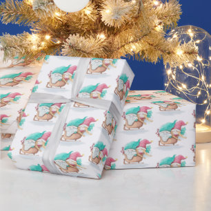 Christmas Gnomes In Sled Wrapping Paper